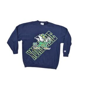 The Game Men's Blue Cotton Pullover Sweater Size L USA Made Vintage Notre dame